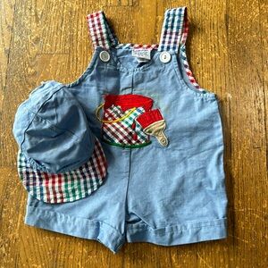 NWOT. boys short all/baseball cap from Samara. Size 12 mo
